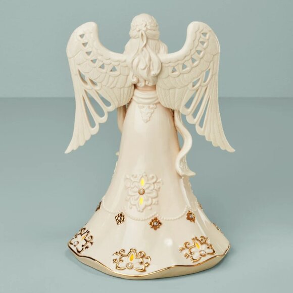NEW Porcelain Lenox Florentine & Pearl Lite-Up ANGEL 24 KT Gold Accents w/ timer - Picture 3 of 3